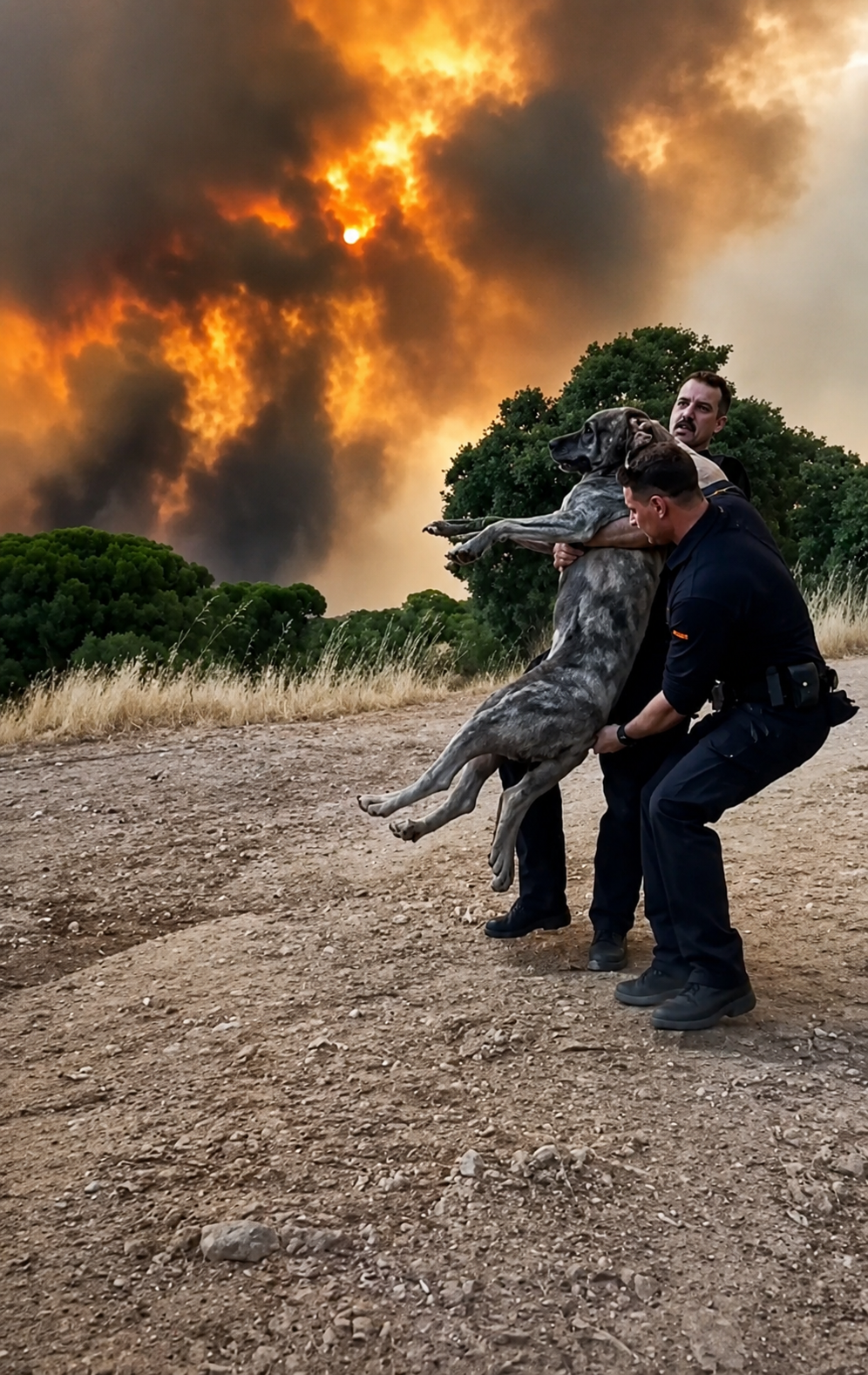 La Guardia Civil rescata a un perro atrapado por el fuego de Madrid