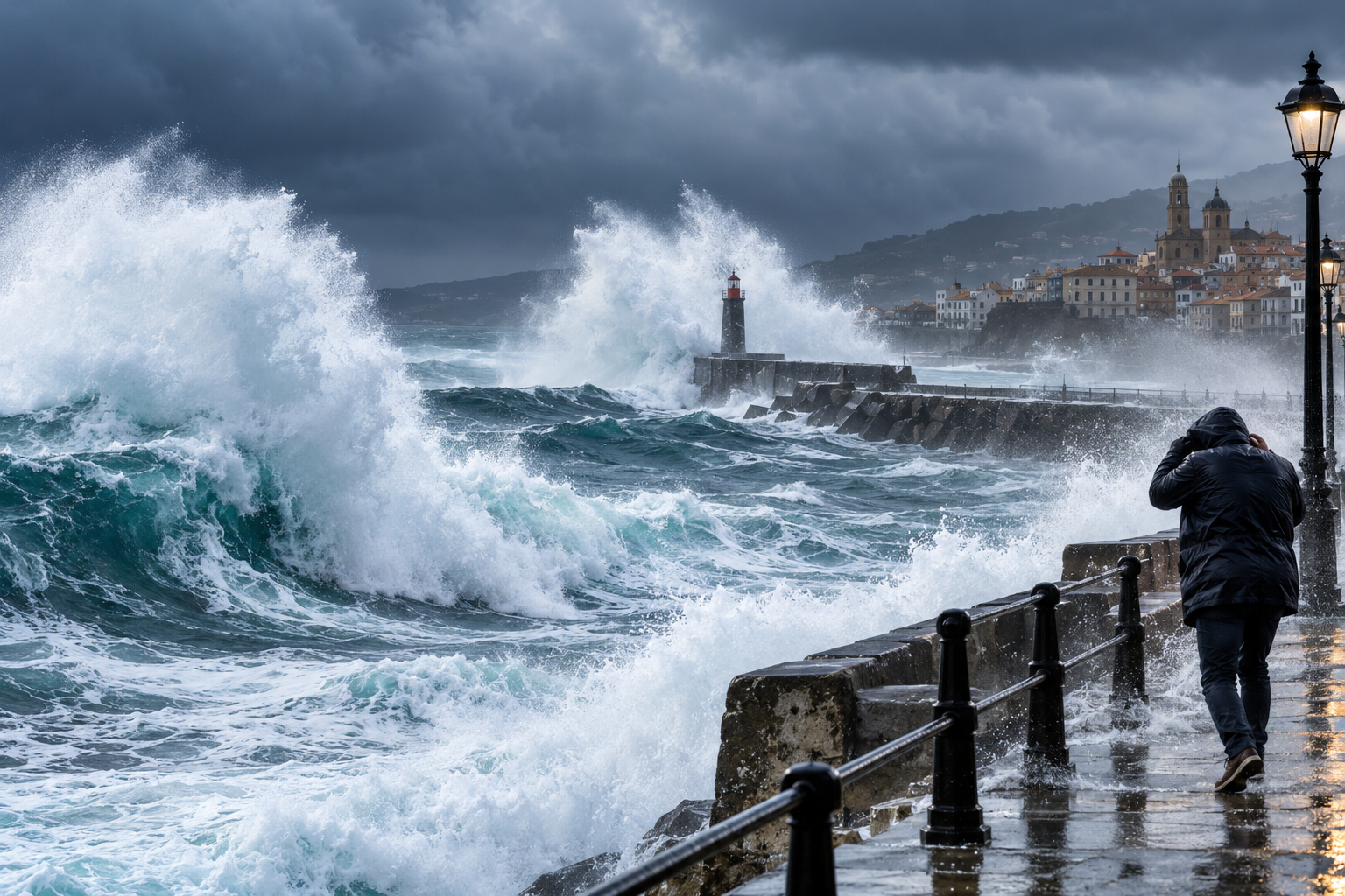La borrasca Austen llega al norte de España con fuertes vientos y olas de hasta siete metros